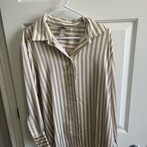 H&M Women’s Cream and Black Striped Shirt
